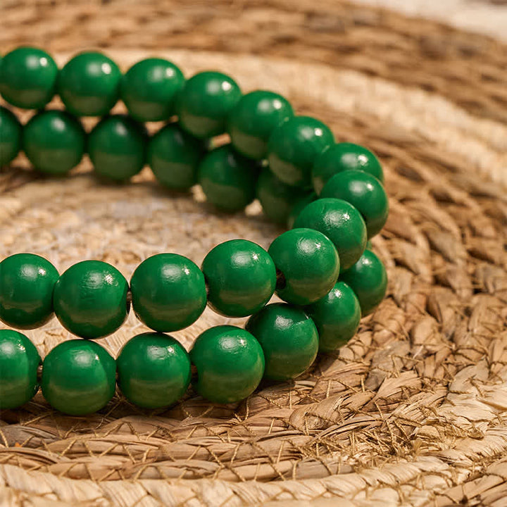Buddha Stones Green Distressed Wood Bead Tassel Farmhouse Mindful Living Decor - image 7