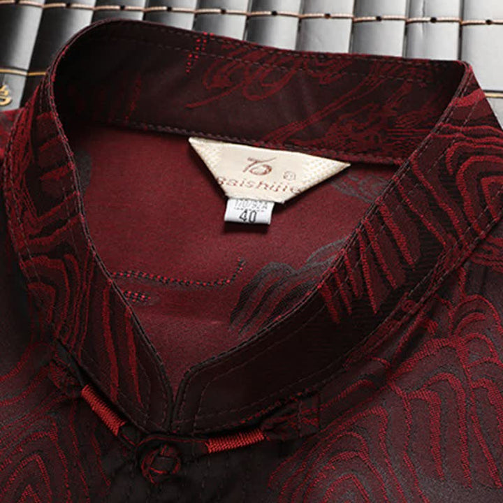 Buddha Stones 2Pcs Spring Fall Tang Style Classic Mandarin Collar Cloud Pattern Men's Meditation Cloth With Pockets - image 12