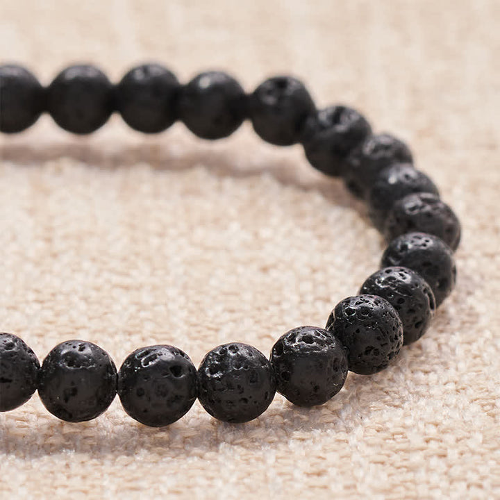 Buddha Stones Lava Rock NO EVIL Letters Round Beads Healing Bracelet - image 4