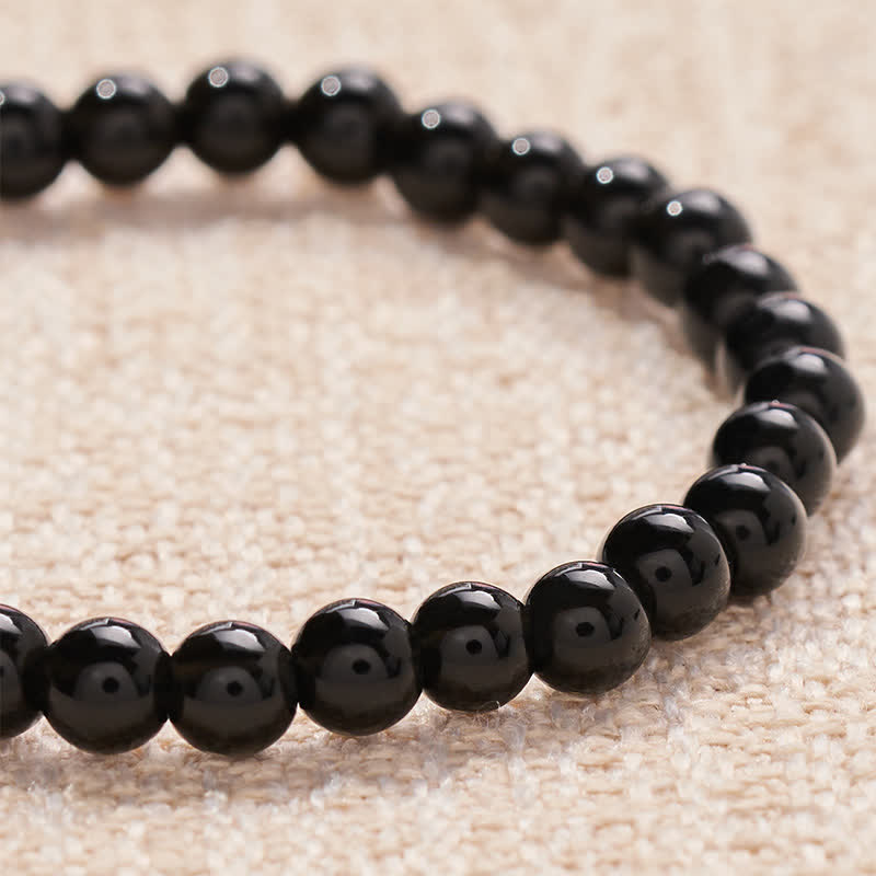 Buddha Stones Black Obsidian LET GO Letters Beads Strength Bracelet - image 4