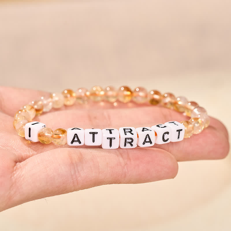 Buddha Stones Citrine I ATTRACT Letters Beads Prosperity Bracelet - image 2