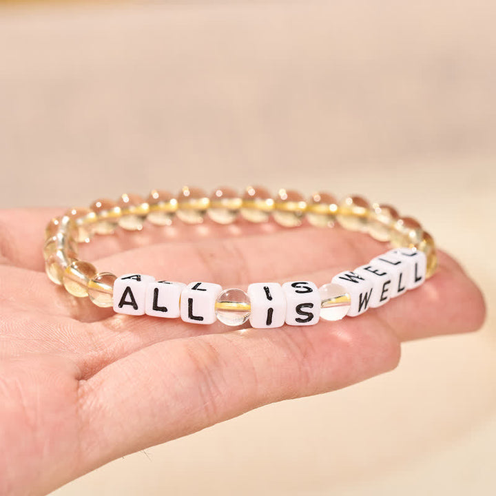 Buddha Stones Citrine Clear Quartz ALL IS WELL Letters Beads Pleasure Bracelet - image 2