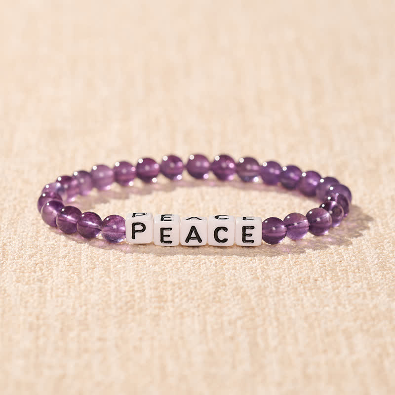 Buddha Stones Amethyst PEACE Letters Beads Meditation Bracelet - image 1