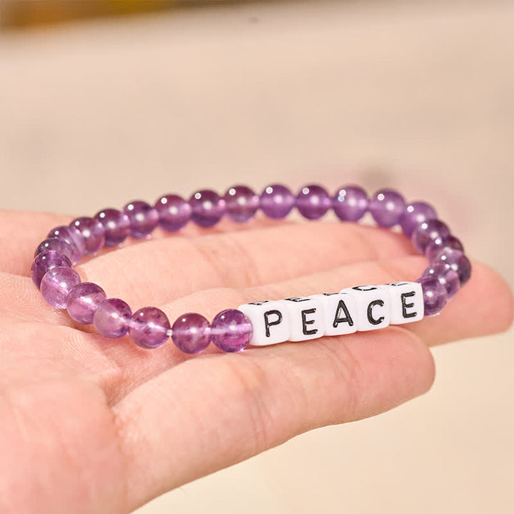 Buddha Stones Amethyst PEACE Letters Beads Meditation Bracelet - image 2