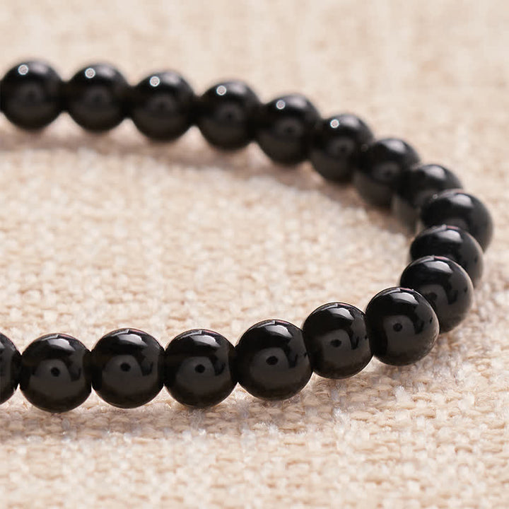 Buddha Stones Black Obsidian FAITH Letters Beads Purification Bracelet - image 4