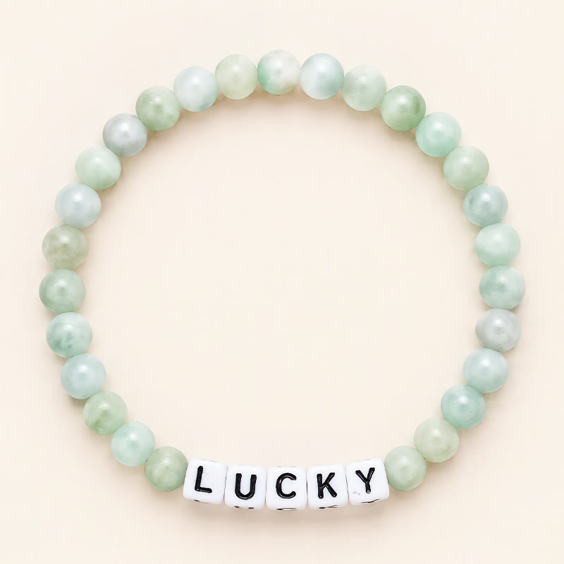 Buddha Stones Jade LUCKY Letters Beads Abundance Bracelet - Jade(Prosperity ♥ Abundance) - image 0