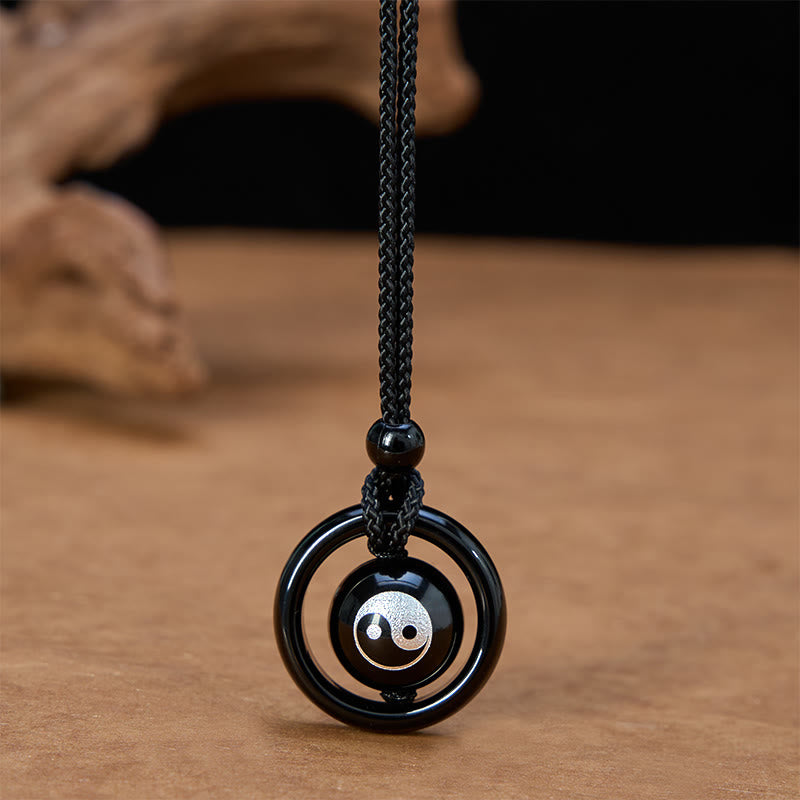 Buddha Stones Black Onyx Black Obsidian Yin Yang Pendant Balance Necklace - Yin Yang (Necklace Length: 23.6 in / 60 cm) - image 0
