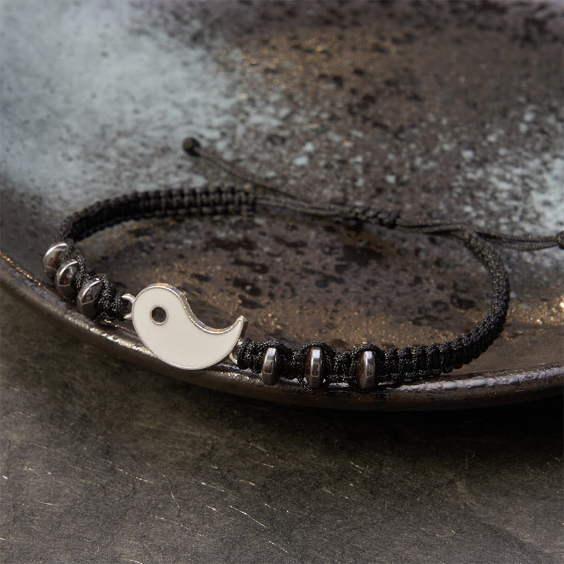 Buddha Stones 2pcs Yin Yang Hematite Support Adjustable Couple Bracelet - image 15