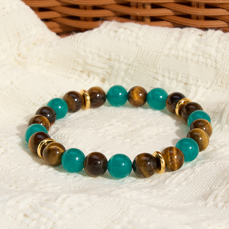 Buddha Stones Tiger Eye Amazonite Beaded Strength Bracelet - image 1