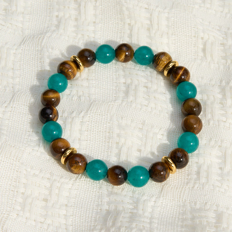 Buddha Stones Tiger Eye Amazonite Beaded Strength Bracelet - image 3
