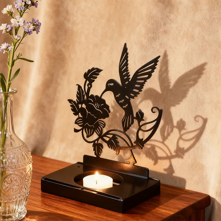 Buddha Stones Black Iron Bird Elephant Silhouette Strength Candle Holder - Bird - image 0
