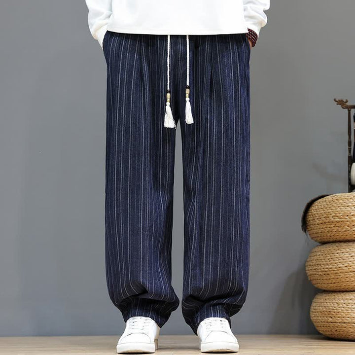 Buddha Stones Fall Casual Drawstring Striped Long Pants Men's Straight Leg Pants With Pockets - MidnightBlue - US/UK/AU46，EU56 (5XL) - image 19