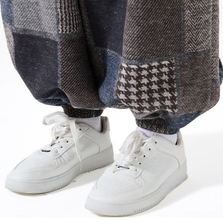 Buddha Stones Fall Winter Casual Vintage Drawstring Plaid Cotton Ankle Pants Men's Harem Pants With Pockets - image 14
