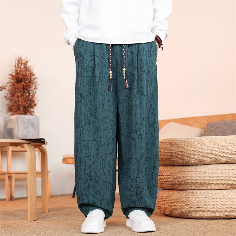 Buddha Stones Fall Casual Drawstring Abstract Texture Pattern Long Pants Men's Straight Leg Pants With Pockets - Teal - US/UK/AU46，EU56 (5XL) - image 26