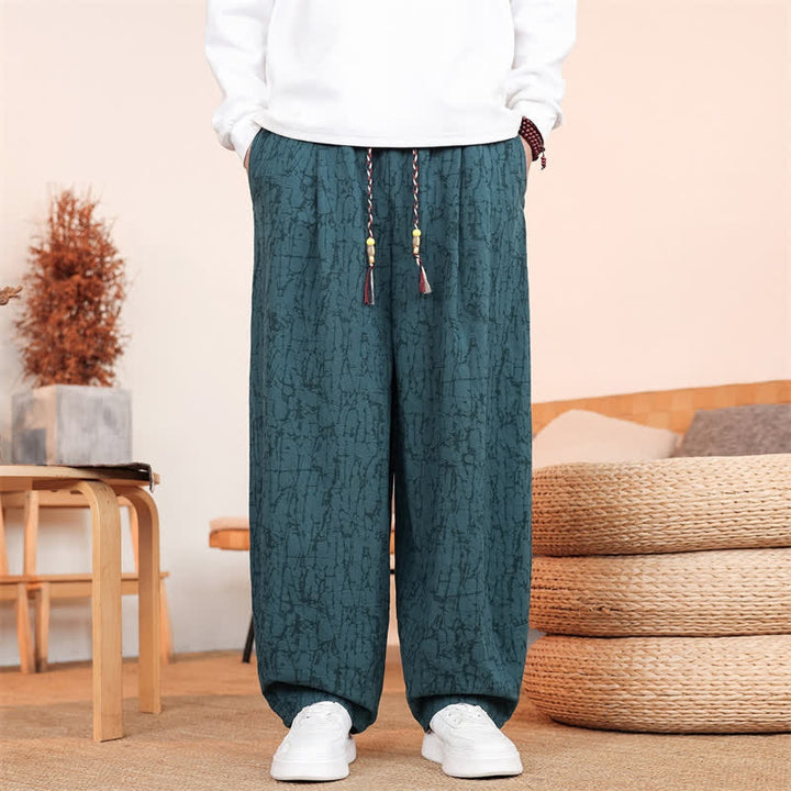 Buddha Stones Fall Casual Drawstring Abstract Texture Pattern Long Pants Men's Straight Leg Pants With Pockets - Teal - US/UK/AU46，EU56 (5XL) - image 26