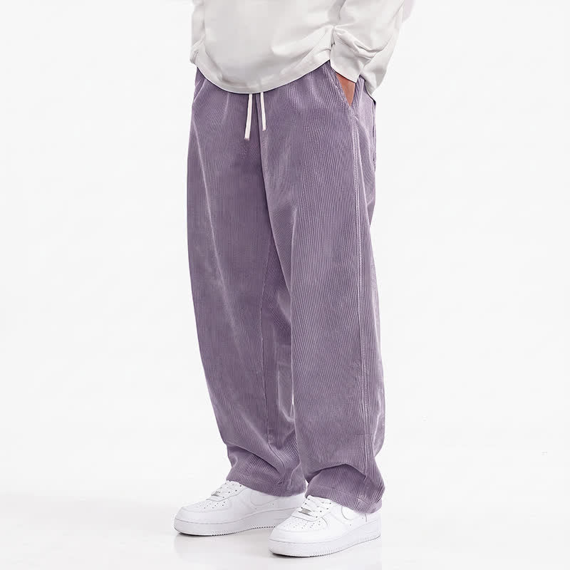 Buddha Stones Fall Winter Casual Drawstring Solid Corduroy Long Pants Men's Straight Leg Pants With Pockets - Thistle - US/UK/AU48, EU58 (5XL) - image 6