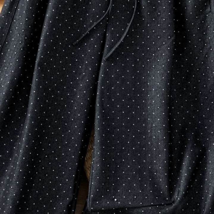 Buddha Stones Fall Casual Drawstring Polka Dot Ankle Pants Women's Straight Leg Pants With Pocket - image 3