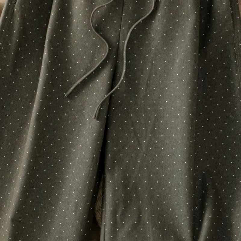 Buddha Stones Fall Casual Drawstring Polka Dot Ankle Pants Women's Straight Leg Pants With Pocket - image 9