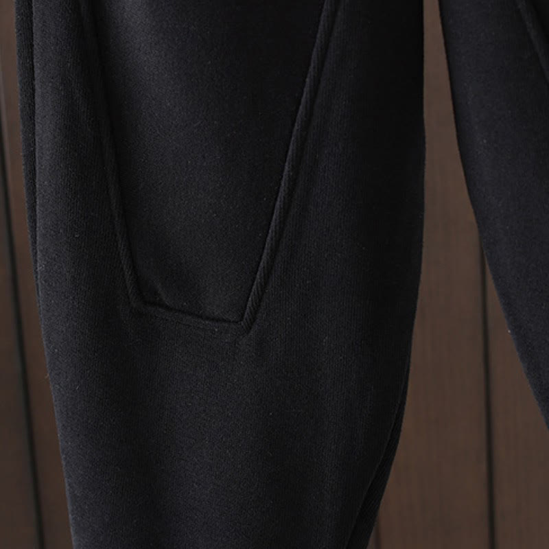 Buddha Stones Winter Casual Solid Cotton Ankle Pants Women's Tapered Pants With Pocket - image 3