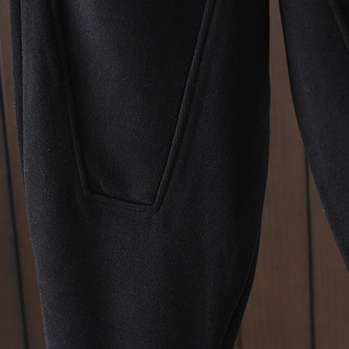 Buddha Stones Winter Casual Solid Cotton Ankle Pants Women's Tapered Pants With Pocket - image 3
