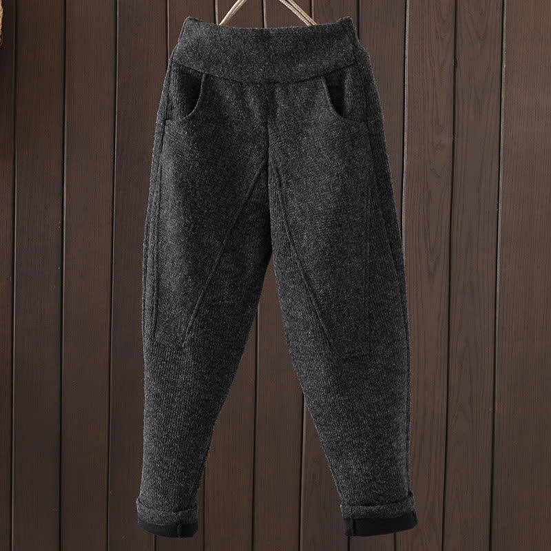 Buddha Stones Winter Casual Solid Cotton Ankle Pants Women's Tapered Pants With Pocket - DimGray - US12, UK/AU16, EU44 (3XL) - image 5