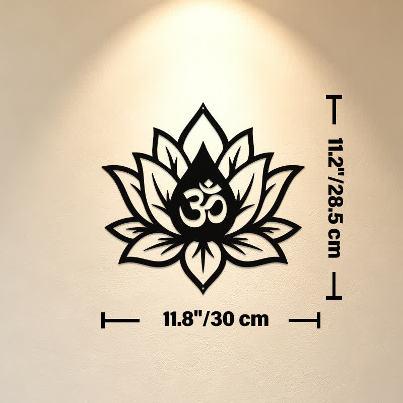 Buddha Stones Metal Lotus OM Mindfulness Zen Meaningful Symbols Wall Art - Approx. 30cm x 28.5cm x 0.1cm / 11.81in x 11.22in x 0.04in - image 4