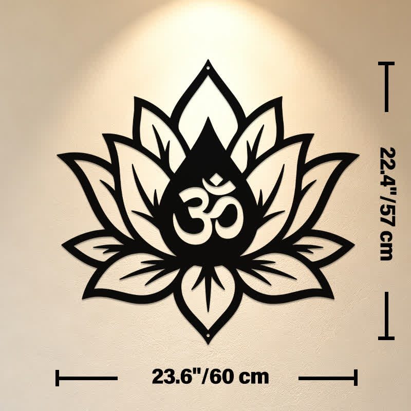 Buddha Stones Metal Lotus OM Mindfulness Zen Meaningful Symbols Wall Art - Approx. 60cm x 57.0cm x 0.12cm / 23.62in x 22.44in x 0.05in - image 12