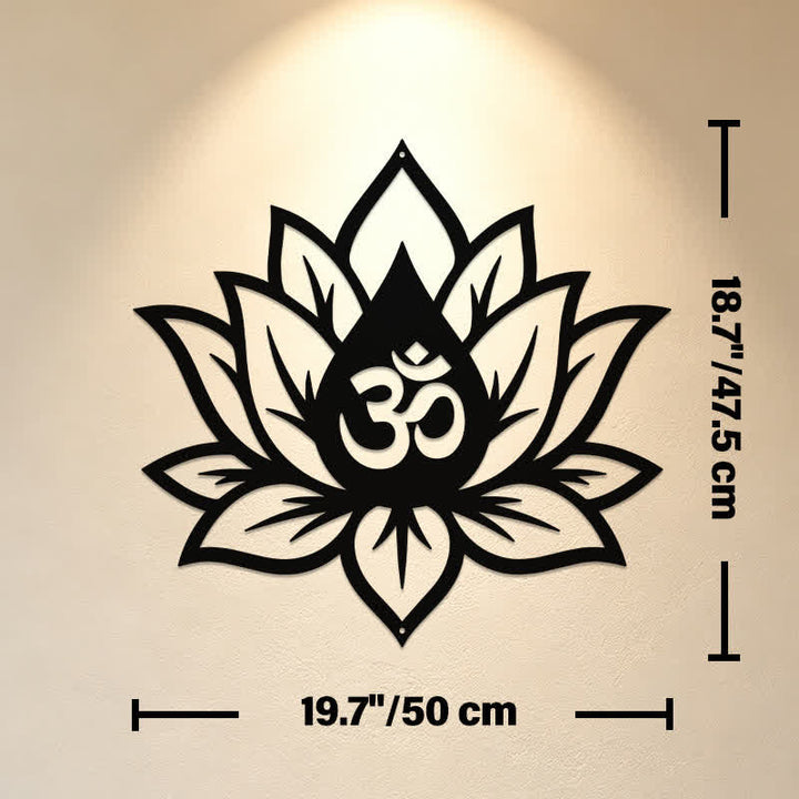 Buddha Stones Metal Lotus OM Mindfulness Zen Meaningful Symbols Wall Art - Approx. 50cm x 47.5cm x 0.12cm / 19.69in x 18.70in x 0.05in - image 10