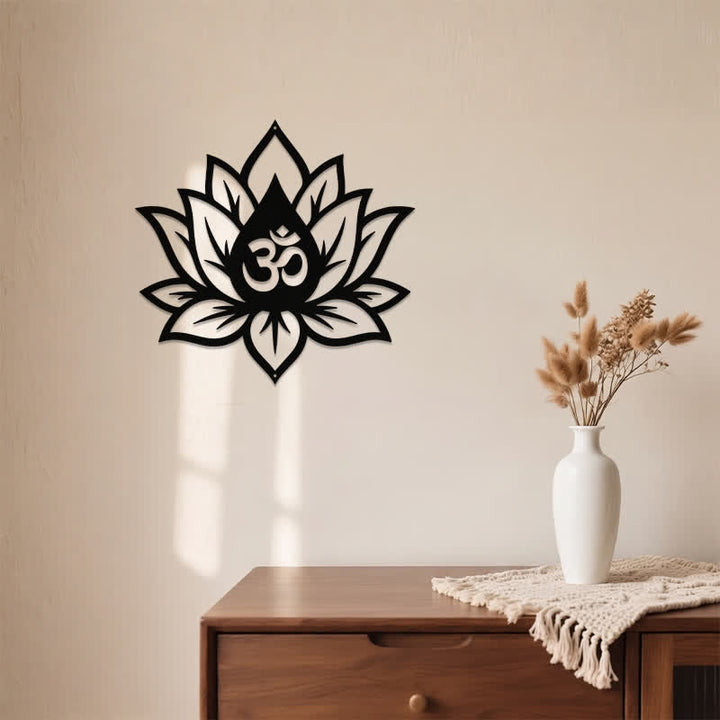 Buddha Stones Metal Lotus OM Mindfulness Zen Meaningful Symbols Wall Art - image 3