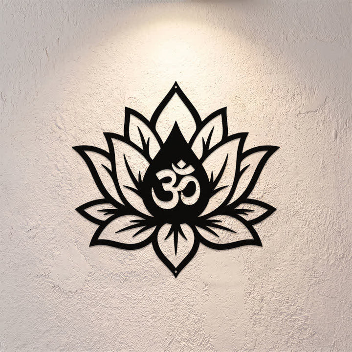 Buddha Stones Metal Lotus OM Mindfulness Zen Meaningful Symbols Wall Art - image 0