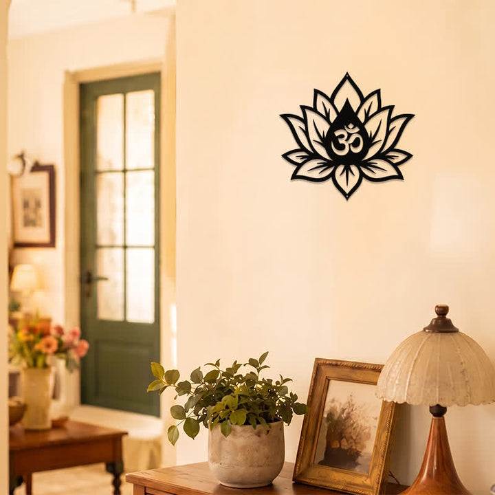 Buddha Stones Metal Lotus OM Mindfulness Zen Meaningful Symbols Wall Art - image 7