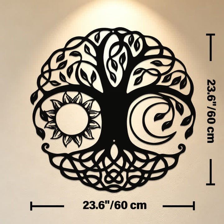 Buddha Stones Metal Tree of Life Unity Sun Moon Round Meaningful Symbols Wall Art - Approx. 60cm x 60cm x 0.12cm / 23.62in x 23.62in x 0.05in - image 12