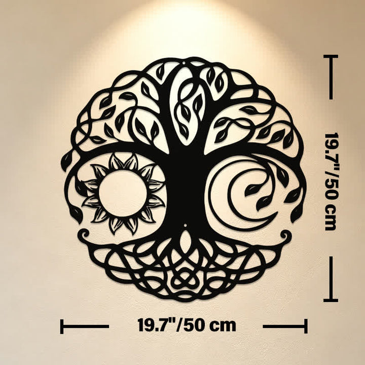 Buddha Stones Metal Tree of Life Unity Sun Moon Round Meaningful Symbols Wall Art - Approx. 50cm x 50cm x 0.12cm / 19.69in x 19.69in x 0.05in - image 10