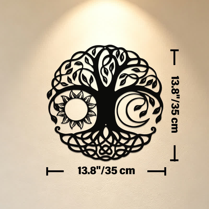 Buddha Stones Metal Tree of Life Unity Sun Moon Round Meaningful Symbols Wall Art - Approx. 35cm x 35cm x 0.1cm / 13.78in x 13.78in x 0.04in - image 6