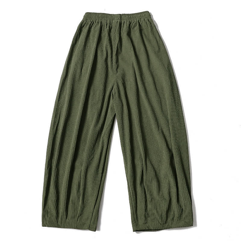 Buddha Stones Fall Winter Casual Drawstring Solid Ankle Pants Corduroy Men's Straight Leg Pants With Pockets - image 2