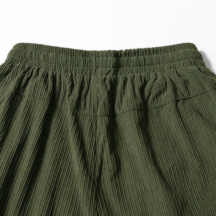 Buddha Stones Fall Winter Casual Drawstring Solid Ankle Pants Corduroy Men's Straight Leg Pants With Pockets - image 4