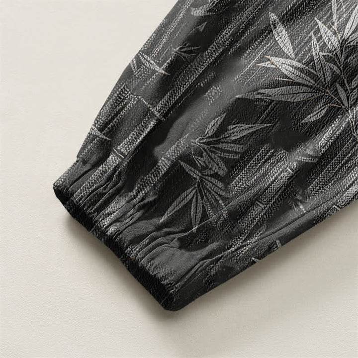 Buddha Stones Pure Cotton Zen Bamboo Pattern Drawstring Men's Harem Pants With Pockets - image 16