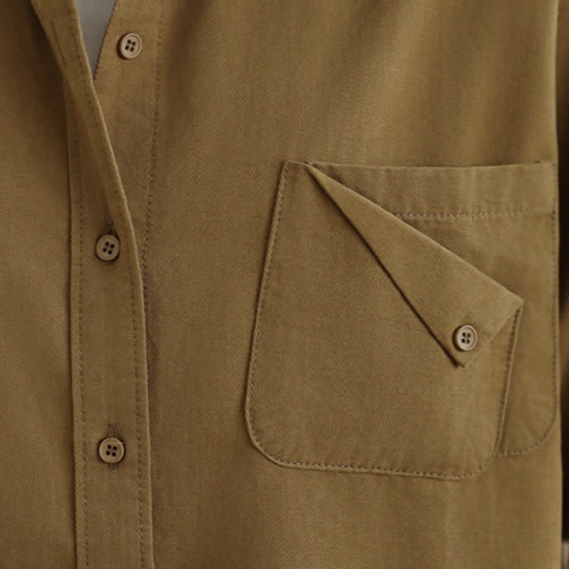 Buddha Stones Fall Casual Minimalist Button-Up Solid Cotton Women's Jacket With Pocket - image 6