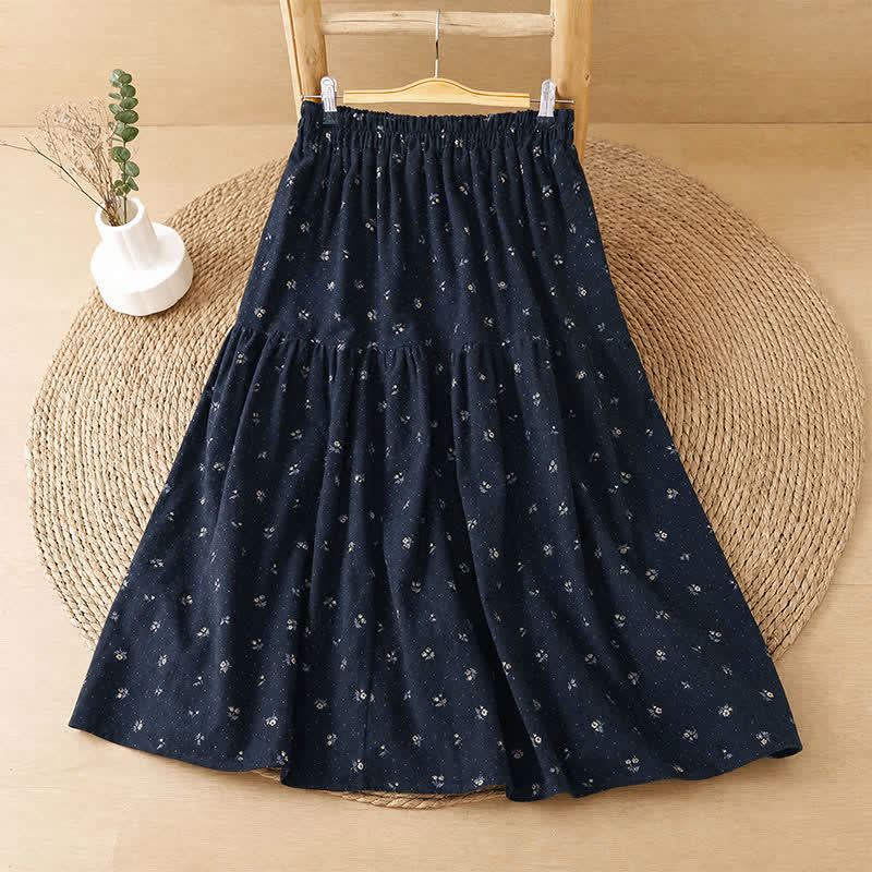 Buddha Stones Fall Casual Boho Elastic Waist Floral Women's Skirt - image 1