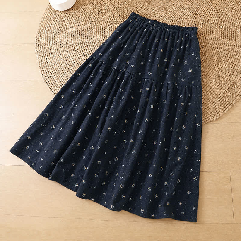 Buddha Stones Fall Casual Boho Elastic Waist Floral Women's Skirt - image 2