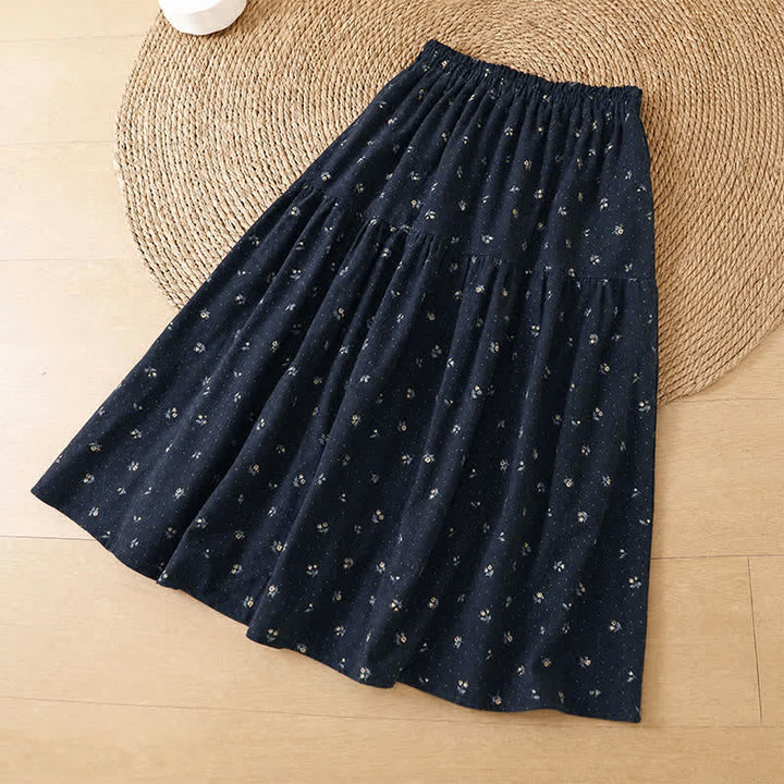 Buddha Stones Fall Casual Boho Elastic Waist Floral Women's Skirt - image 2