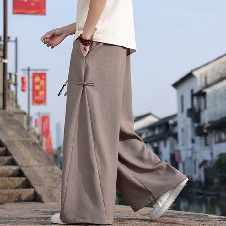 Buddha Stones Spring Fall Casual Tang Style Drawstring Solid Long Pants Men's Straight Leg Pants With Pocket - image 12