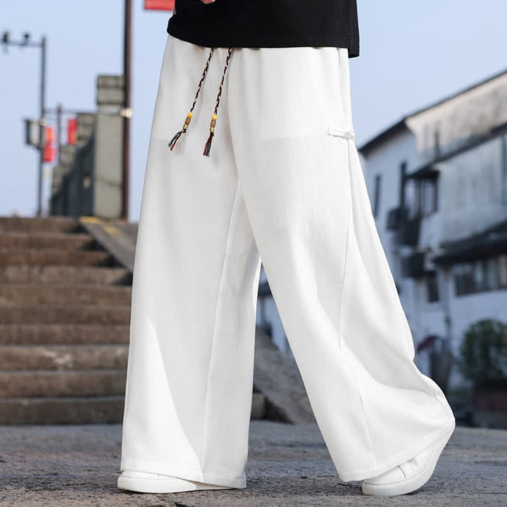 Buddha Stones Spring Fall Casual Tang Style Drawstring Solid Long Pants Men's Straight Leg Pants With Pocket - image 17