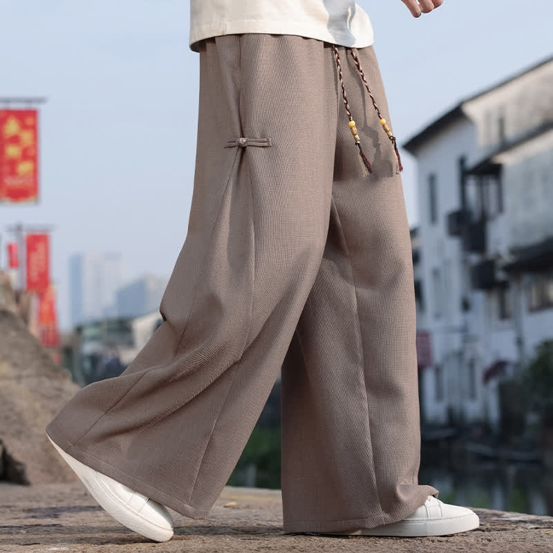 Buddha Stones Spring Fall Casual Tang Style Drawstring Solid Long Pants Men's Straight Leg Pants With Pocket - image 11