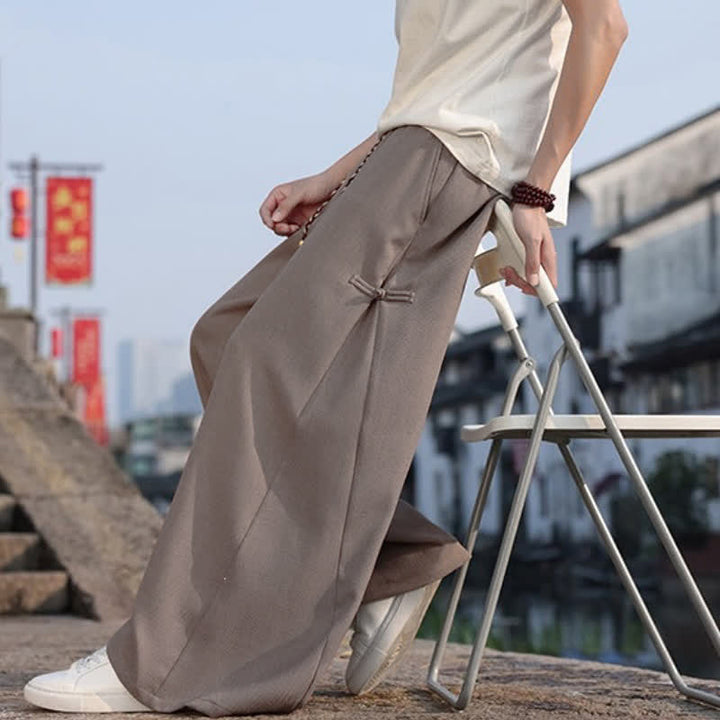 Buddha Stones Spring Fall Casual Tang Style Drawstring Solid Long Pants Men's Straight Leg Pants With Pocket - image 15