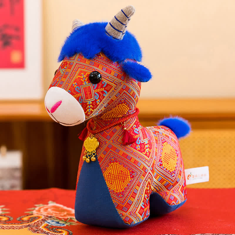 Buddha Stones Cotton Plush Lucky Chinese Zodiac Goat Cute Animal Decor - Red - 30cm - image 0