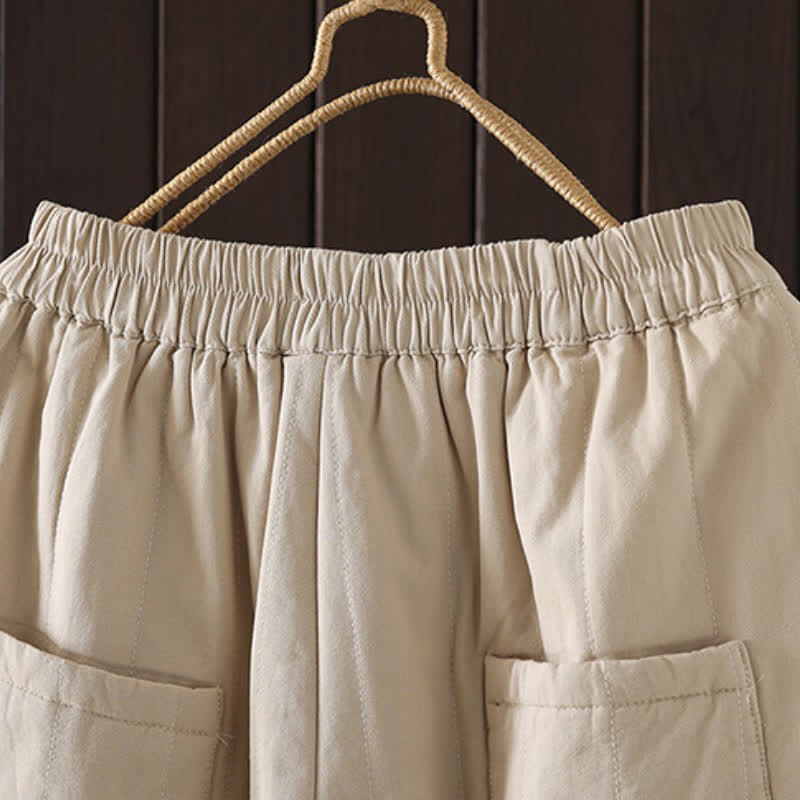 Buddha Stones Fall Winter Casual Vintage Solid Ankle Pants Women's Harem Pants With Pocket - image 3