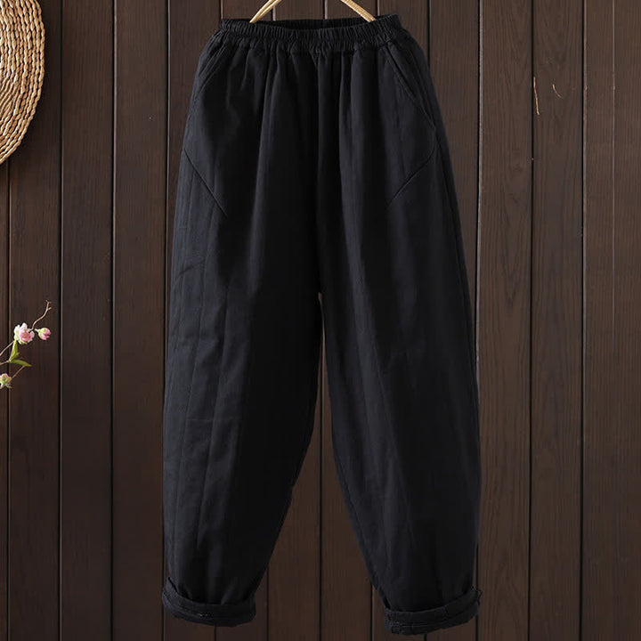 Buddha Stones Fall Winter Casual Vintage Solid Ankle Pants Women's Harem Pants With Pocket - Black - US8-10, UK/AU12-14, EU40-42 (2XL) - image 15