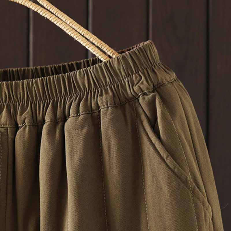 Buddha Stones Fall Winter Casual Vintage Solid Ankle Pants Women's Harem Pants With Pocket - image 13