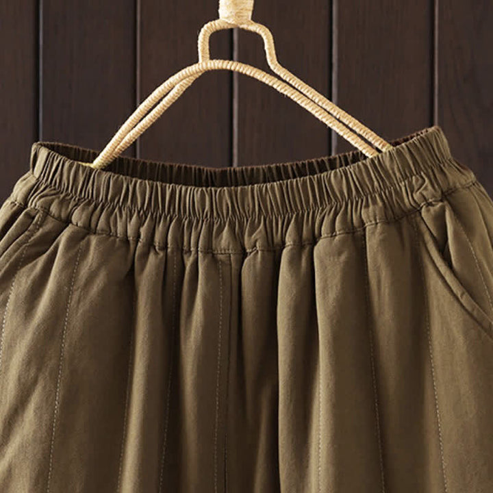 Buddha Stones Fall Winter Casual Vintage Solid Ankle Pants Women's Harem Pants With Pocket - image 12